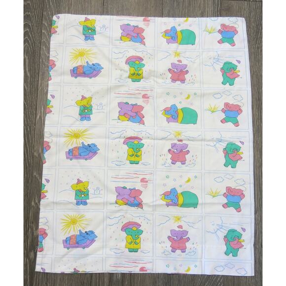 Vintage BABAR THE ELEPHANT Pillow Case Sham Set Baby Nursery  Jean de Brunhoff - Picture 8 of 10